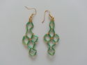 Handmade Rainbow Green/Gold Glass Beaded Diamond S