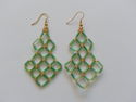 Handmade Rainbow Green/Gold Glass Beaded Geometric