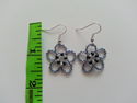 Handmade Blue/Black/Silver Glass Beaded Flower Ear