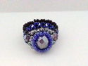 Hand-Made Glass Beaded Purple/Black/Gray Ring sz 8