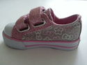 Toddler Girl's Sparkly Pink/Gray Velcro Hello Kitt