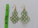 Handmade Rainbow Green/Gold Glass Beaded Geometric