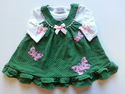 2 Piece Rare Too! Green Corduroy Butterfly Dress s