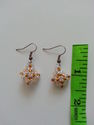 Handmade White/Orange Glass Beaded Pillow Earrings