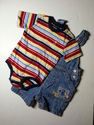 2 Piece Carter's Short Sleeve Denim Shortalls Over