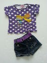 2 Piece 2B Real Purple/White Polka Dot Bow "Cutie"