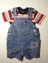 2 Piece Carter's Short Sleeve Denim Shortalls Over