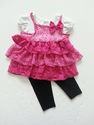 2 Piece George Short Sleeve Pink/Black/White Ruffl