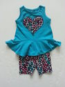 2 Piece Kidgets Sleeveless Blue Leopard Print Hear