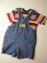 2 Piece Carter's Short Sleeve Denim Shortalls Over