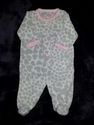 Carters Snap Up Fleece Footed White/Pink/Gray Hear