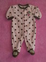 Carters Snap Up Fleece Footed Pink/Brown Polka Dot