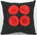 McKenzie Pillow - Black with Red Flowers