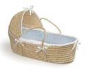 Natural Hooded Moses Basket w/Waffle Bedding by Ba