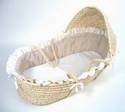 Natural Hooded Moses Basket w/Gingham Bedding by B