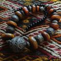 Vintage African Berber handmade enamel Amber Blue 