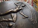 Large Antique Bronze Relief Statue Plaque Nude Sai