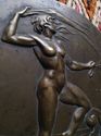 Large Antique Bronze Relief Statue Plaque Nude Sai