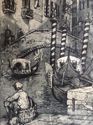 Antique 1905 Etching Venice Gondola Venezia Oil Pa