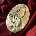 Antique Hunt Mountain Goat Signed Bronze Medal For