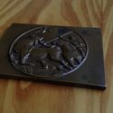 1971 Bronze Statue Medal Horse Hunter Dog Deer Fal