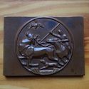1971 Bronze Statue Medal Horse Hunter Dog Deer Fal
