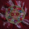 Antique Large Matyo Embroidered Handmade Tableclot