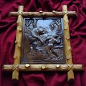 Antique 1953 Handcarved Walnut Wood Raised Relief 