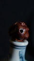 Chinese antique coquilla nut carving miniature mon
