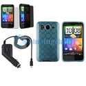 Blue Case+Charger+Privacy LCD Guard for HTC Inspir