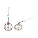 Pink Peace Sign Bling Gems Border Cell Phone Charm