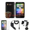 4 item Black Hard Case Car Bundle for HTC INSPIRE 