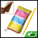 Colorful Stripe Print Faux Leather Cell Phone Purs