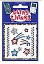 Cell Phone Stick-on Bling shooting stars red and b