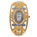 Shiny Golden Crown Style Bracelet Watch with Blue 