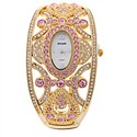 Luxury Golden Crown Style Bracelet Watch with Pink