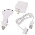 3-in-1 iPad USB/AC/Car Charger Adapters with US Pl