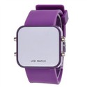 Mirror Surface Style Red LED Watch Rubber Waist Wa