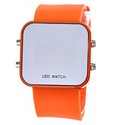 Mirror Surface Style Red LED Watch Rubber Wrist Wa