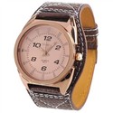 Big Size Quartz Wrist Watch with Leather Strap for