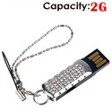 2G USB Flash Drive with Metal Case & Crystal Decor