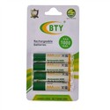 BTY 1000mAh 1.2V AAA Rechargeable NiMH Battery (4 