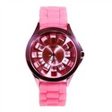 Stylish Round Dial Silicone Wrist Watch (Pink Wris