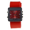 LED Quartz Wrist Watch with Square Dial & Silicone