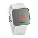 Red LED Wrist Watch Square Dial Watch with Mirror 