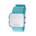 Mirror Surface Style Red LED Watch Rubber Wrist Wa