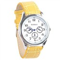 Four-dial Design Quartz Wrist Watch with Faux Leat