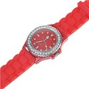 Rhinestones Round Case Quartz Wrist Watch with Rub