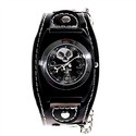 Bolun Crossbones Design Wrist Watch with Leather B