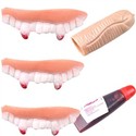 Rubber Horrific Teeth & Finger & Red Liquid Set fo